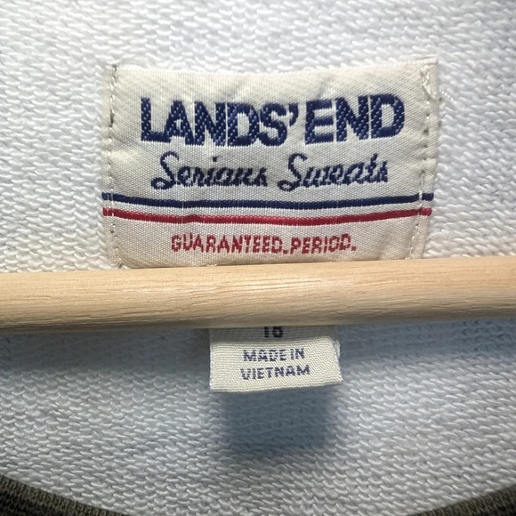 Lands' End Serious Sweats Green Plaid Sweater Womens Crew Neck Pullover Size XL - Picture 4 of 8